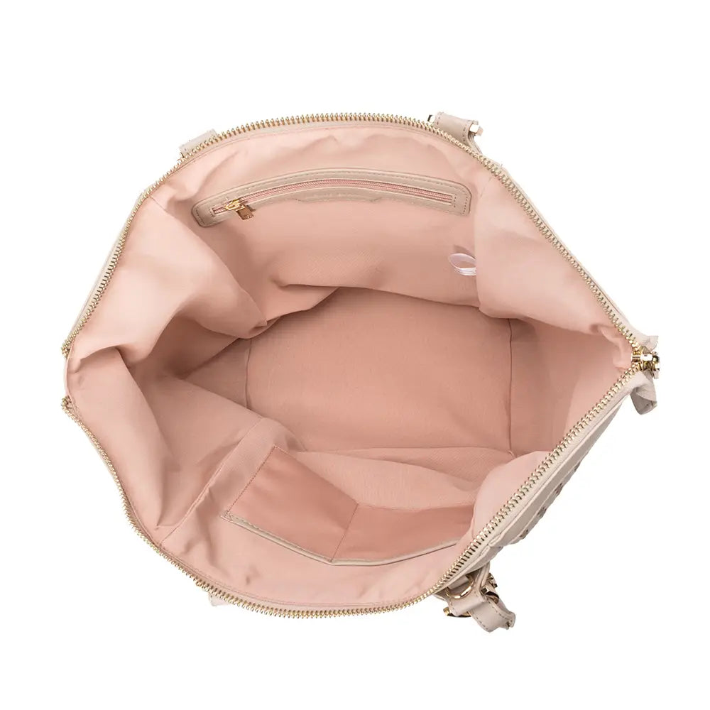 Valerie Recycled Vegan Leather Large Top Handle Bag in Nude